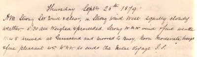 25 September 1879 journal entry